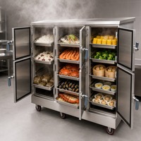 Armoire à riz vapeur électrique et à gaz 24 plateaux en acier inoxydable 304 grande capacité pour cantine, restauration, école, hôtel, cuisine