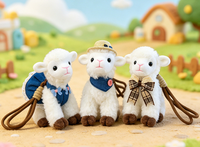 Porte-clés en peluche mignon en forme de chèvre blanche ou d'agneau, pendentif pour sac à dos, pour machine à griffes, économique