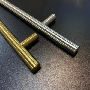 Modern High Quality Furniture Gold Brushed Nickel Plating Hollow Stainless Steel T Bar Handle