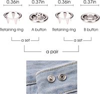 100 ensembles de boutons-pression métalliques avec pince à presser, kit d'outils parfait pour les travaux manuels, les vêtements, les chapeaux et la couture, bouton-pression
