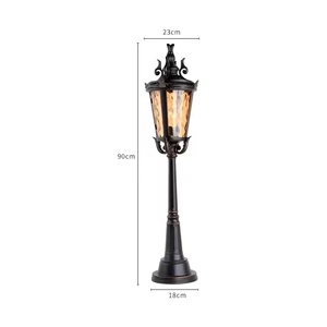 Lampe solaire LED à détection de mouvement, décorative, style rétro américain, étanche IP54, pour extérieur, avec poteau en aluminium noir, idéale pour entrepôt - Product Image 3