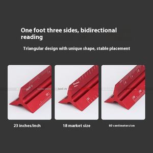 Règle triangulaire en métal à échelle triangulaire de 60cm Outil de mesure de dessin de ville en pouces pour la conception de vêtements et les fournitures de couture - Product Image 3