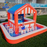 Bar de piscine gonflable Aqua Party personnalisé, design gratuit, matériau PVC, taille 5x4m, respectueux de l'environnement, marque ANXIN, modèle AX2024PB-1