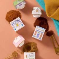 Ensemble de 3 pots à épices en céramique, peints à la main, en forme de maison colorée, pour la cuisine à domicile