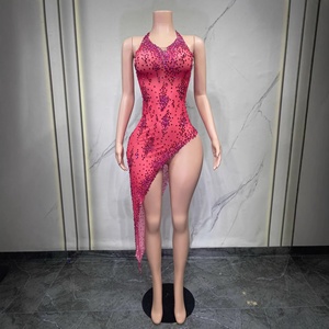 Vestido de Noite Feminino de Luxo 2026 com Decote V e Strass Brilhantes, Transparente em Tule, Roupa Sexy para Festas e Celebrações - Product Image 3