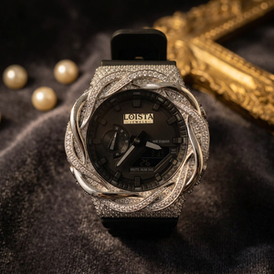 Montre Loista Jewels de luxe à mouvement quartz ETA, cadran carré, boîtier en acier inoxydable avec diamants Moissanite, bracelet en caoutchouc, pour les entreprises - Product Image 5