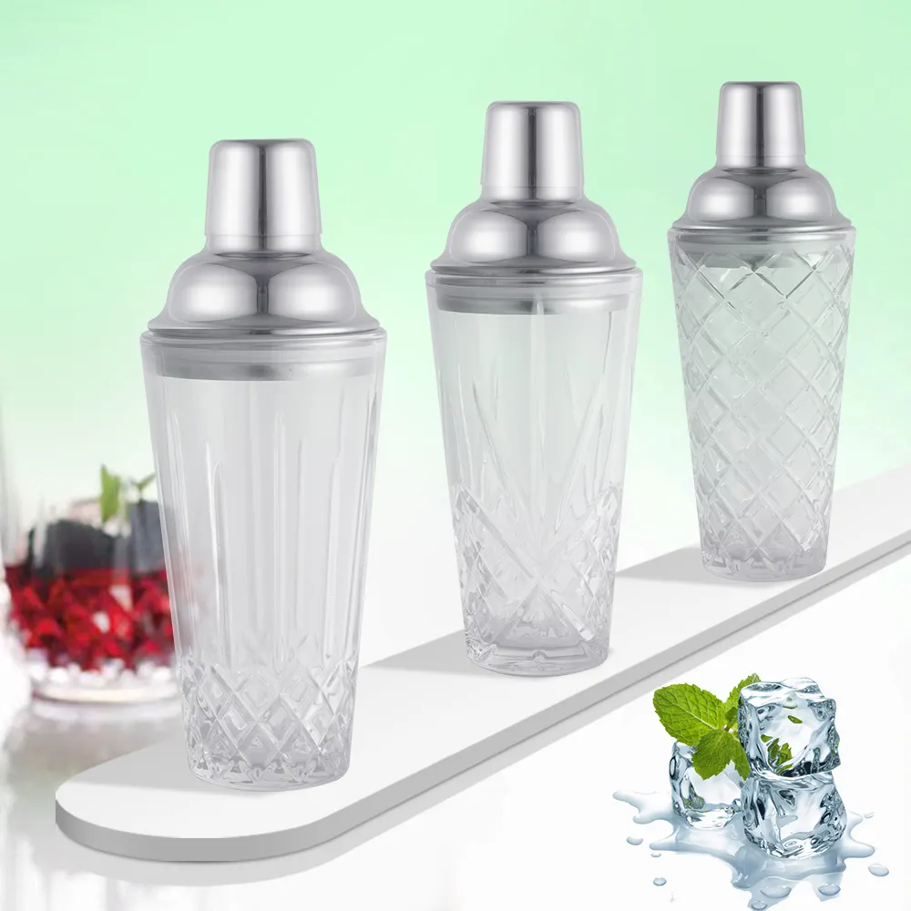 Creatie Fabriek Groothandel Nieuw Ontwerp Mini Kristal Roestvrij Staal Glas Custom Logo Cocktail Shaker