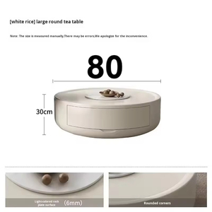 Mesa de centro de madera maciza para apartamento pequeño moderno estilo <span class=keywords><strong>crema</strong></span> con luz de mesa auxiliar móvil juego de té casero de lujo - Product Image 4