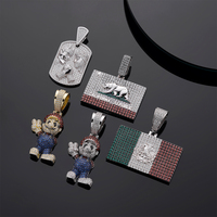 Bijoux fins classiques plaqué or 14 carats glacé cubique Zircon diamant 925 argent république état ours drapeau galaxie pendentif pour hommes