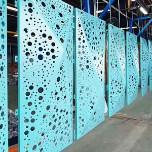 Kustom Pvdf mal belanja Interior dinding Aluminium panel logam lembaran berlubang Aluminium pabrikan dinding eksterior berlapis