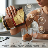 Poudre de café végétalienne sans OGM de qualité supérieure, formule personnalisée pour la clarté mentale, antioxydant, collagène, à base de plantes, vente en gros