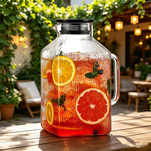 <span class=keywords><strong>Carafe</strong></span> <span class=keywords><strong>en</strong></span> <span class=keywords><strong>verre</strong></span> de 1 gallon, forme carrée minimaliste moderne, pour réfrigérateur, avec couvercle - Product Image 4