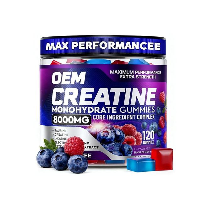 OEM 8000mg Creatine Monohydrate Gummies - Extra Strength Muscle Building and Strength Supplement - Pre-Workout Energy