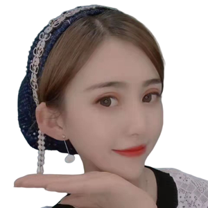 2026 New Design Turban Hat Fold Muslim Spring Summer New Iris Fringe Hair Band Hat Hui Hair Card Integrated Pearl Net Red Scarf - Product Image 1