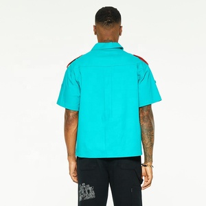 Polo da <span class=keywords><strong>uomo</strong></span> con Logo personalizzabile personale a manica corta con cerniera <span class=keywords><strong>turchese</strong></span> di alta qualità - Product Image 5