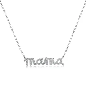 Dylam Trendy Picked Women Jewellery 925 Sterling Silver Mommy Mother's Day Gift 5A Cubic Zirconia Mama Pendant Necklace