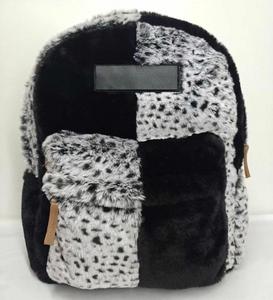 Leopard Print Patchwork Soft Faux Fur <b>Backpack</b> for Sutdent Women Men Plush <b>Backpacks</b> Mochilas Para Mujer - Product Image 1