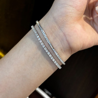 Bracelet tennis classique en argent sterling S925 plaqué rhodium avec zircon cubique de 3 mm et pierres multicolores pour femme - Vente en gros