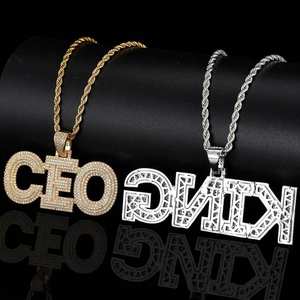 VEROMCA Collier Hip Hop Tendance DIY Créatif Hommes Femmes Collier Cuivre Zircon Trois Couches Pendentif Lettre Diamant Complet Collier - Product Image 3