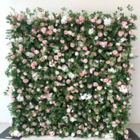 Handgemaakte realistische zijden roos kunstbloemen wandpaneel geparfumeerde bloemenachtergrond voor bruiloft hotel podium feest evenement decoratie