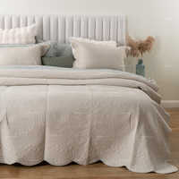 Housse de coussin personnalisée à bords festonnés, mélange coton et lin, matelassée, brodée, décorative, pour lit