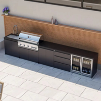 Cocina Exterior de Acero Inoxidable 304 Resistente al Fuego, Personalizada, Fácil de Limpiar e Higiénica, Isla de Cocina Exterior para Villa, Venta al Por Mayor