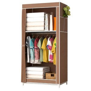 Moderner Kleiner Faltbarer Kleiderschrank 70x45x152cm mit Seitenreißverschluss, Verzinktem Stahlrahmen, Tragbarer Schrank für Kleine Räume, Wohnmöbel - Product Image 2