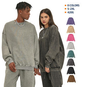 Pull-over en coton pur de haute qualité, coupe oversize à épaules tombantes, 420g, lavage antique répété, <span class=keywords><strong>batik</strong></span> - Product Image 1