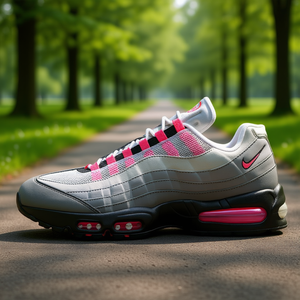 Chaussures de course Nike Air Max 95 unisexes gris rose avec empeigne en mesh et semelle extérieure en caoutchouc Printemps - Product Image 2