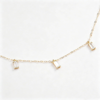 Collar de Lujo Personalizado de Oro de 18K con Circonitas Baguette Delicadas, Cadena Fina con Colgante, Gargantilla, Joyería de Regalo que No se Deslustra
