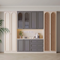 Buffet de rangement moderne en bois avec vitrine à flûtes, style Shaker minimaliste, pour salon, salle à manger et garde-manger, meuble de présentation