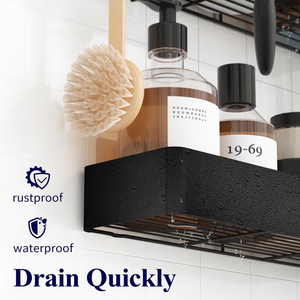 Bathroom Shelves <strong>Wall</strong> Mounted Shelf Organizer <strong>Storage</strong> Holders Hanging Racks <strong>Units</strong> Black Bathroom Shower Caddy - Product Image 5