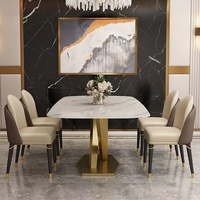 Table à manger moderne en ardoise Delifeng pour petit appartement à Foshan, avec chaises en acier inoxydable, pour restaurant, 5 personnes