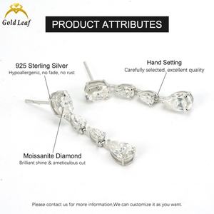 Boucles d'oreilles de fiançailles en diamant de laboratoire pour femmes Goldleaf, argent sterling 925, coupe poire IGI, tendance - Product Image 4