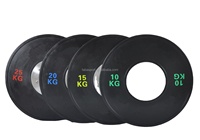 Plaques de poids en caoutchouc pour compétition de gym avec logo personnalisable, plaques de poids interchangeables 10-55LB, poids de barre en acier moulé 5-25KG, capacité 20KG