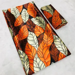 High-class Silk Fabric Digital Print Silk Satin Fabric Organza African Wax Design For Sewing 4+2yards/pcs