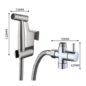Jboyun Stainless Steel Bidet Sprayer Set Wall Mounted With Hose And <b>Diverter</b> For Toilet Use - Product Image 5