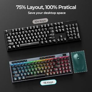 Teclado Mecánico para Juegos RGB OEM ODM, 78 Teclas, Intercambiables en Caliente, con Interruptores Magnéticos Rojos, Ergonómico, con Al - Product Image 3