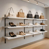 Comptoir de magasin de chaussures haut de gamme |   Meubles de présentation en bois verni sur mesure pour les marques de centres commerciaux