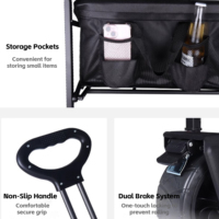 Chariot utilitaire pliable d'extérieur OEM/ODM Liveer Factory pour le camping et le shopping, chariot robuste à 4 roues avec poignée