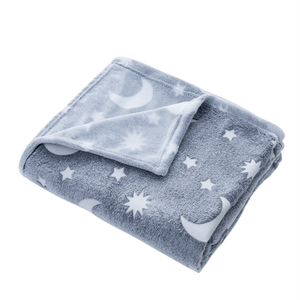 Manta Brillante en la Oscuridad de 50 x 60 Pulgadas con Diseño de Luna y Universo, Suave y Acogedora, de Franela y Felpa para Niños y Niñas - Product Image 1