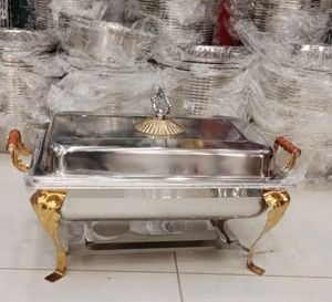Accessoires de cuisine Chauffe-plats commerciaux Couvercle rectangulaire à rabat avec couvercle en verre transparent Chauffe-plats portables à double casserole - Product Image 5
