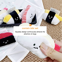 Jouet pour chien japonais et coréen, peluche de simulation de sushi, durable, couineur, motif dessin animé de saumon tempura croustillant doré et d'œufs de saumon, pour usage intérieur