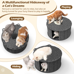 Cueva para gatos ecológica de nuevo diseño 2026, cama de cueva para gatos cómoda de estilo doméstico suave de fieltro de alta calidad en resistente a las manchas desmontable - Product Image 3
