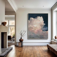 Peinture contemporaine texturée, peinture sur toile, paysage nuageux éthéré, art mural élégant pour la maison et la galerie