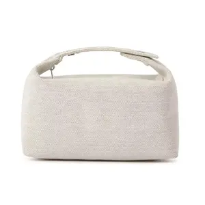 Custom Natural Plain Cotton Hemp Cosmetic Bag Travel Storage Portable Reusable Durable Makeup Hanging Cosmetic Bag