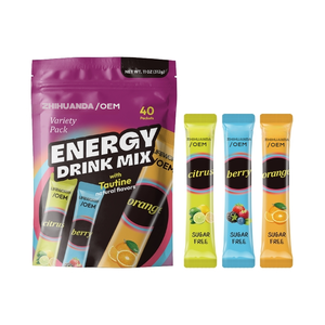 Enerji acele Stix 40 paket taurin tozu 0 şeker 170mg kafein düşük kalorili hidrasyon OEM On-the-Go paket - Product Image 1
