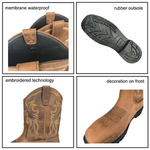 Square Toe Waterproof <strong>Goodyear</strong> <strong>Welt</strong> Embroidery <strong>Boots</strong> 10 InchCrazy-horse Cow Leather <strong>Cowboy</strong> Western Customizable Brand <strong>Boots</strong> - Product Image 3