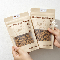Emballage personnalisé pour aliments pour animaux de compagnie de Corée du Sud, sachet autoportant aluminisé de 100g, 250g, 500g avec fenêtre transparente et fermeture éclair pour friandises pour chiens et chats