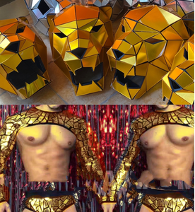 Stage Performance Wearable mirror leopard headgear animal cosplay hat mirror <span class=keywords><strong>cougar</strong></span> rabbit hat headdress for sale - Product Image 5